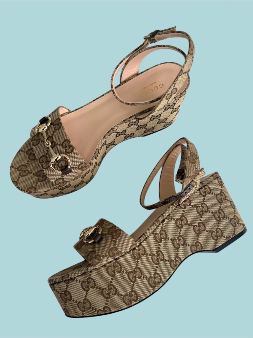 Gucci GG Canvas Platform Slingback Sandals